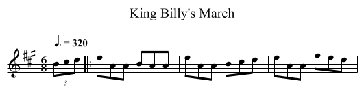 King Billy's March - staff notation