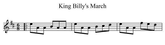 King Billy's March - staff notation