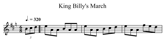 King Billy's March - staff notation