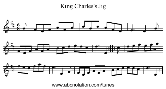 King Charles's Jig - staff notation