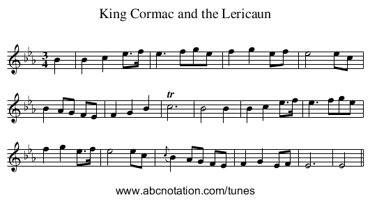 King Cormac and the Lericaun - staff notation