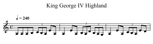 King George IV Highland - staff notation