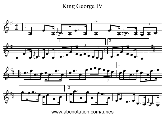 King George IV - staff notation
