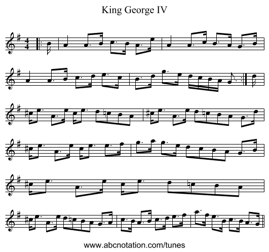 King George IV - staff notation