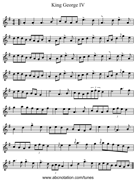King George IV - staff notation