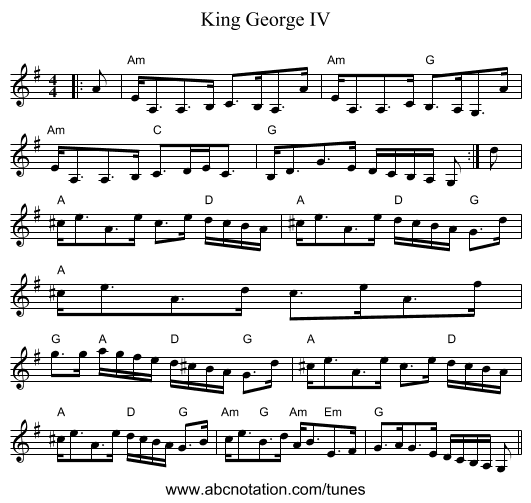 King George IV - staff notation