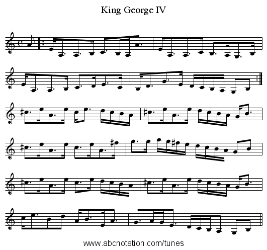 King George IV - staff notation
