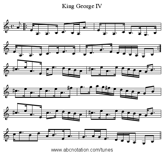 King George IV - staff notation
