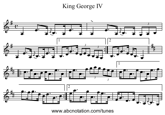 King George IV - staff notation
