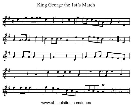King George the 1st’s March - staff notation
