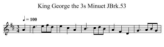 King George the 3s Minuet JBrk.53 - staff notation