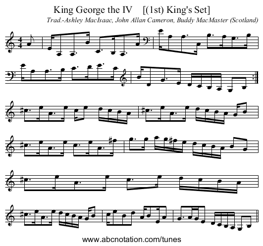 King George the IV    [(1st) King's Set] - staff notation