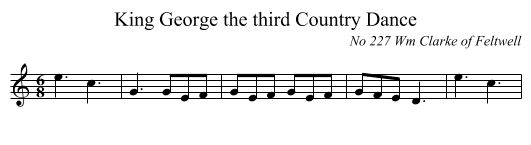King George the third Country Dance - staff notation