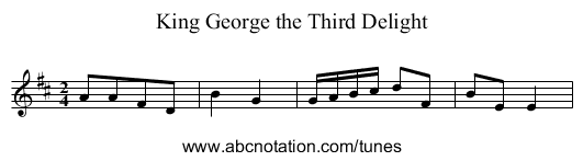 King George the Third Delight - staff notation
