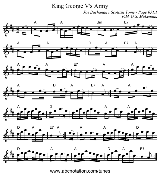 King George V's Army - staff notation
