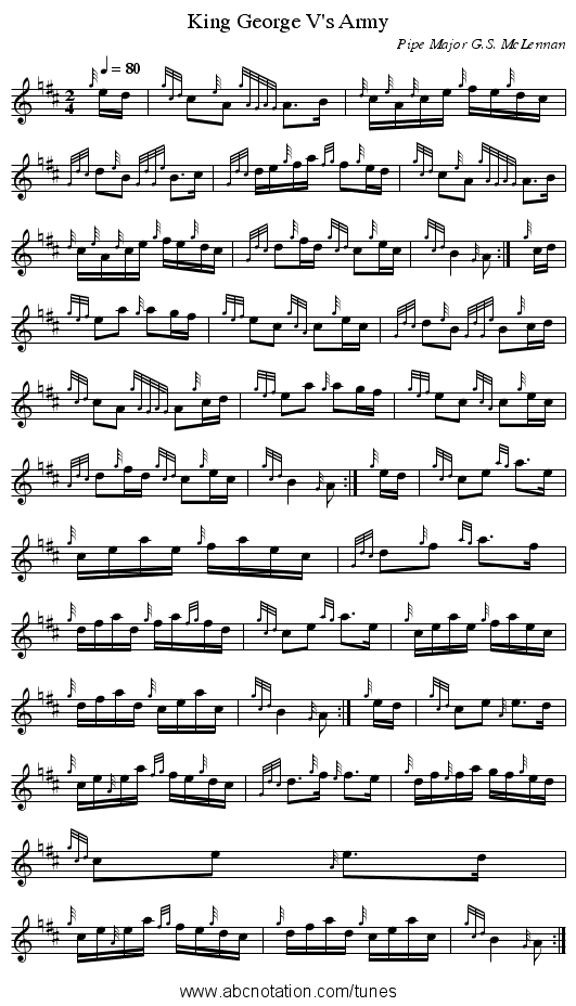 King George V's Army - staff notation