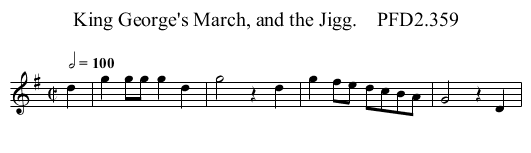 King George's March, and the Jigg.    PFD2.359 - staff notation