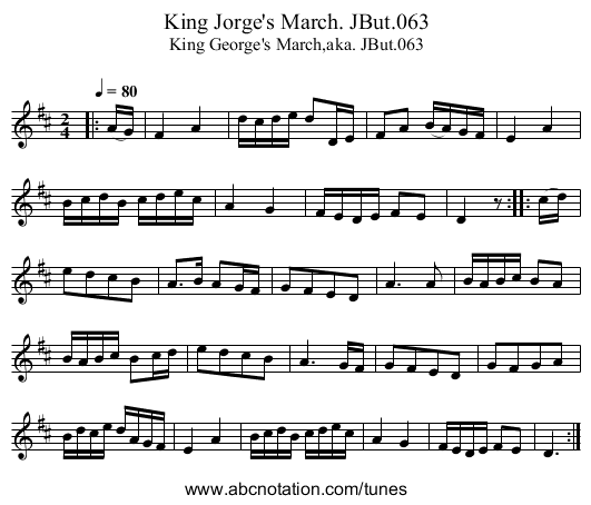 King Jorge's March. JBut.063 - staff notation