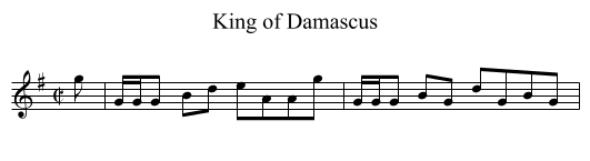 King of Damascus - staff notation