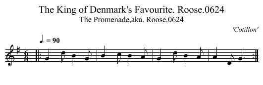 King of Denmark's Favourite. Roose.0624, The - staff notation