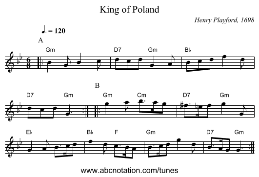 King of Poland - staff notation