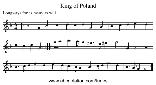 King of Poland - staff notation