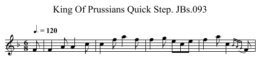 King Of Prussians Quick Step. JBs.093 - staff notation