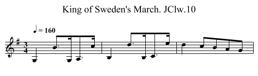 King of Sweden's March. JClw.10 - staff notation