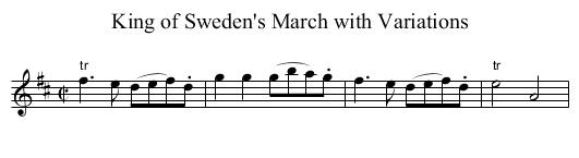 King of Sweden's March with Variations - staff notation