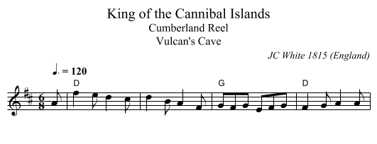 King of the Cannibal Islands - staff notation