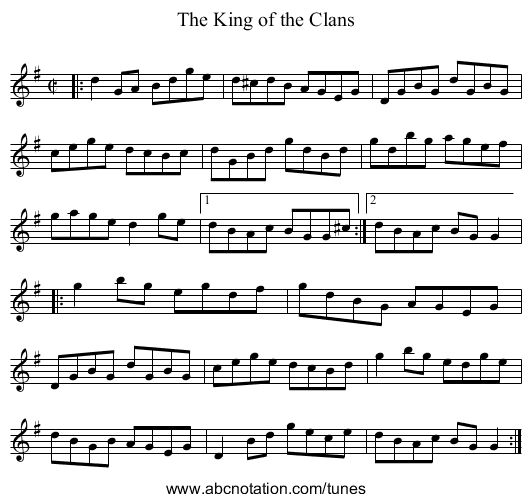 King of the Clans, The - staff notation