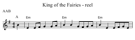 King of the Fairies - reel - staff notation