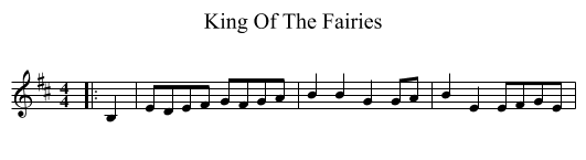 King Of The Fairies - staff notation