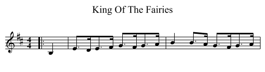 King Of The Fairies - staff notation