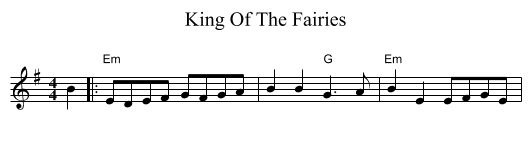 King Of The Fairies - staff notation
