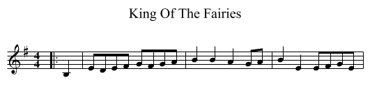 King Of The Fairies - staff notation