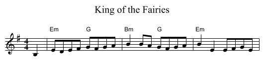 King of the Fairies - staff notation