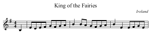 King of the Fairies - staff notation