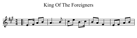 King Of The Foreigners - staff notation