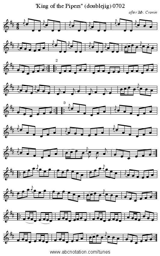 'King of the Pipers (doublejig) 0702 - staff notation