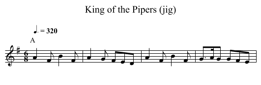 King of the Pipers (jig) - staff notation