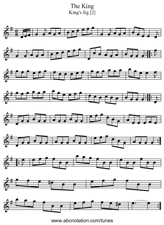 King, The - staff notation