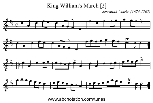 King William's March [2] - staff notation