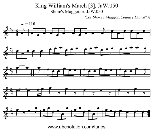 King William's March [3]. JaW.050 - staff notation