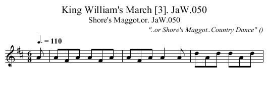 King William's March [3]. JaW.050 - staff notation