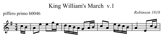 King William's March  v.1 - staff notation