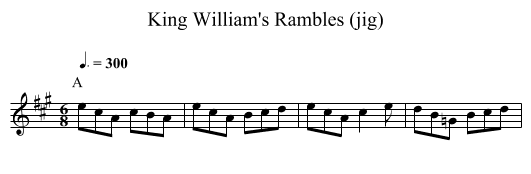 King William's Rambles (jig) - staff notation