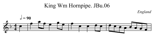 King Wm Hornpipe. JBu.06 - staff notation