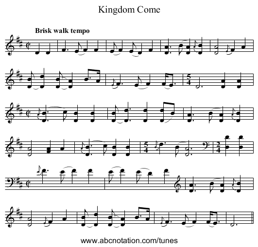 Kingdom Come - staff notation