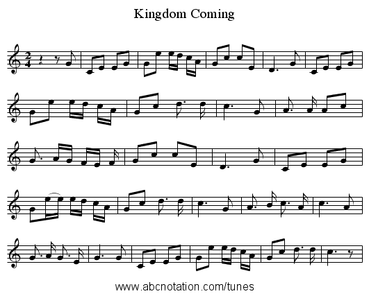 Kingdom Coming - staff notation
